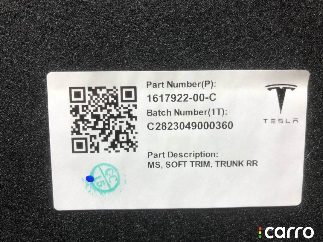 1617922-00-B, 1617922-99-B Ковер багажника Tesla Model S 2-й рест - фото №4