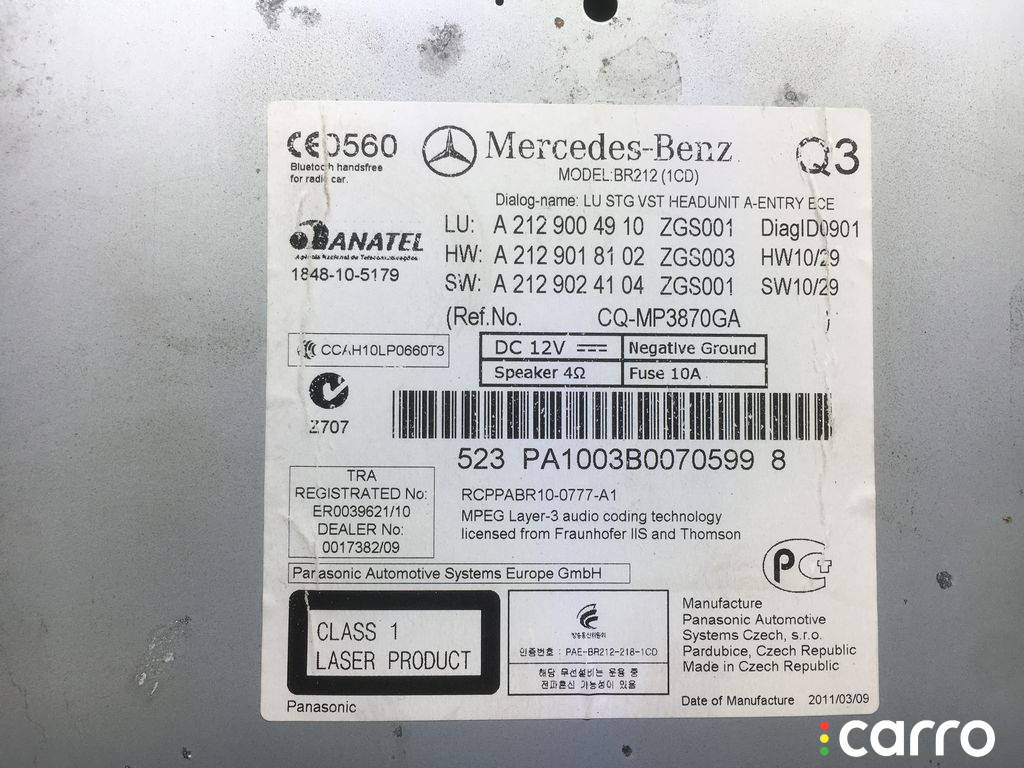 A2129004910, A2129018102, A2129024104, 2129004910, 2129018102, 2129024104 Магнитола Mercedes E W212 2011г. - фото №4