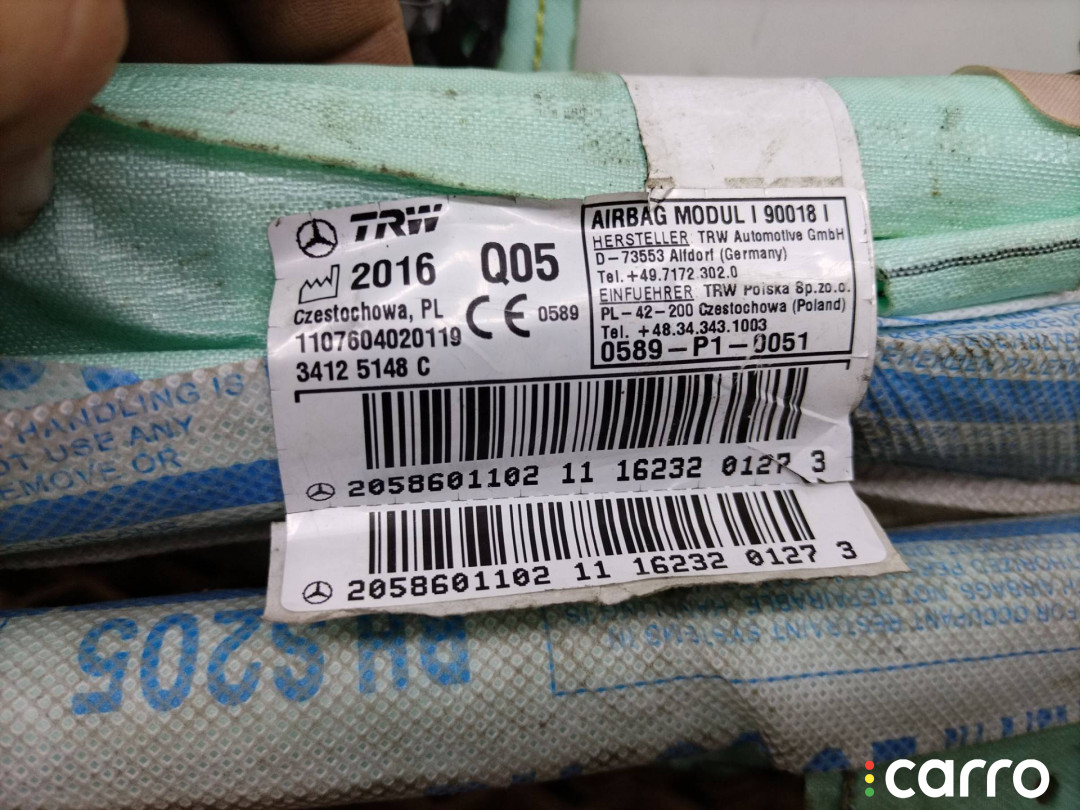 A2058601102 Подушка безопасности боковая (шторка) правая Mercedes-Benz C W205/S205/C205 2017г. - фото №3