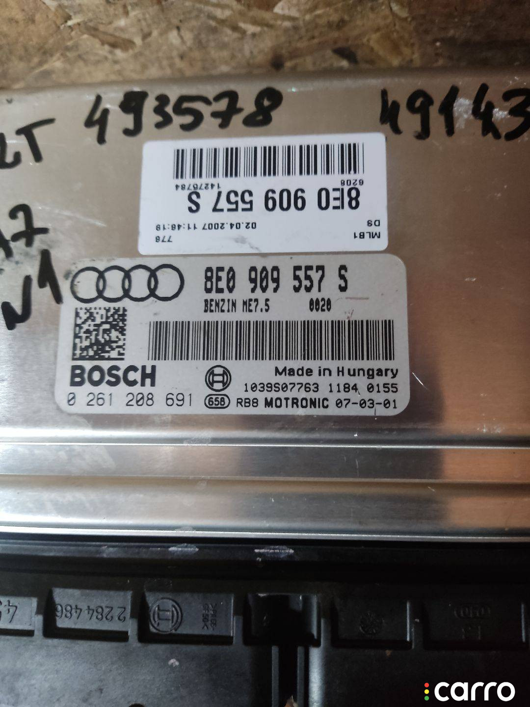 8E0909557S, 0261208009 Блок управления двигателем Audi A4 B7 - фото №4