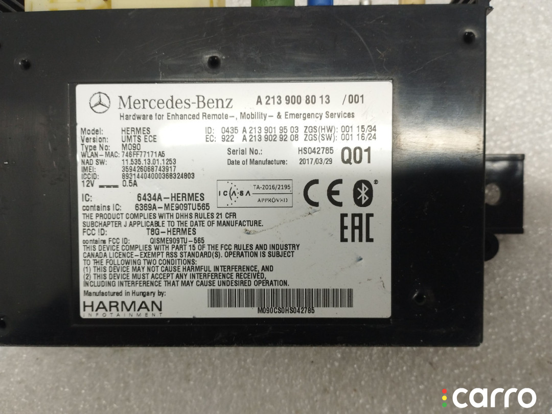 A2139008013 Блок Bluetooth Mercedes-Benz E W213/S213/C238/A238 - фото №2