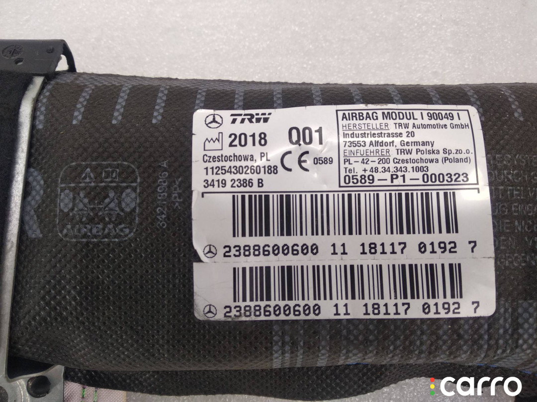 A2388600600 Подушка безопасности боковая (шторка) правая Mercedes-Benz E W213/S213/C238/A238 - фото №4