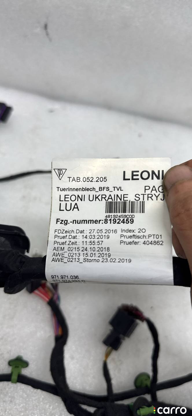 8192459, 971971036, 971971439E, 971974294D Дверная проводка передней левой Porsche Panamera 971 - фото №3