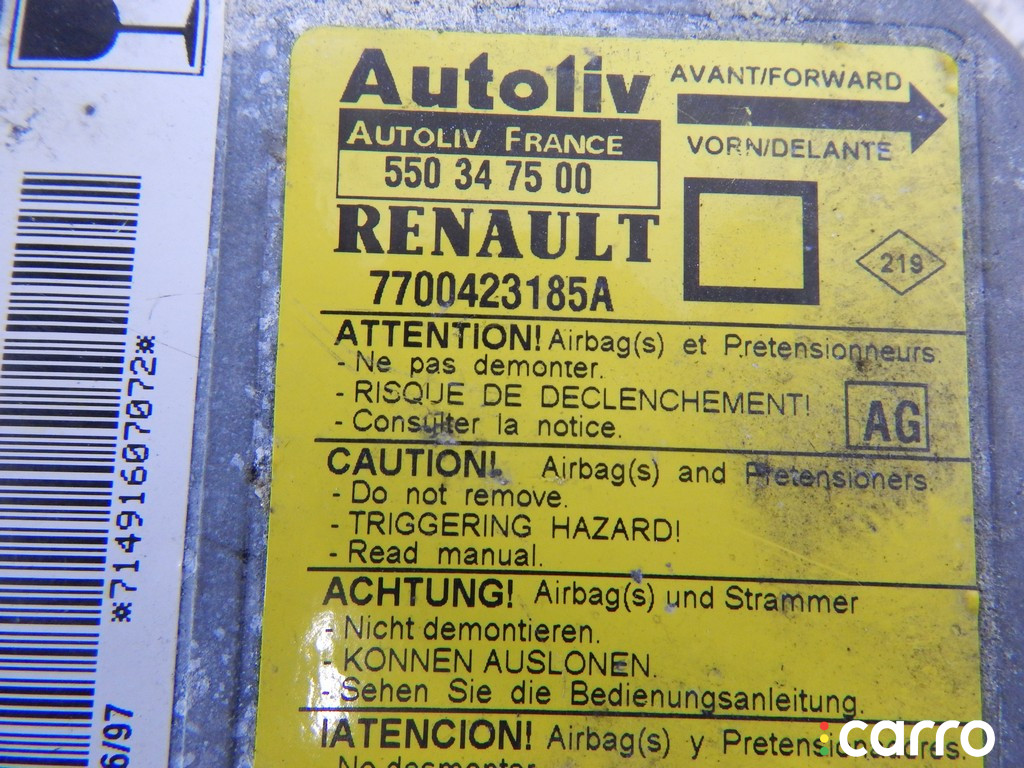 Блок AirBag RENAULT MEGANE I 2000г. - фото №3