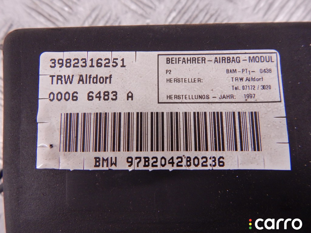 72128231625, 8231625, 72128162696, 8162696 Подушка безопасности пассажира BMW 7-series (E38) 1996г. - фото №3