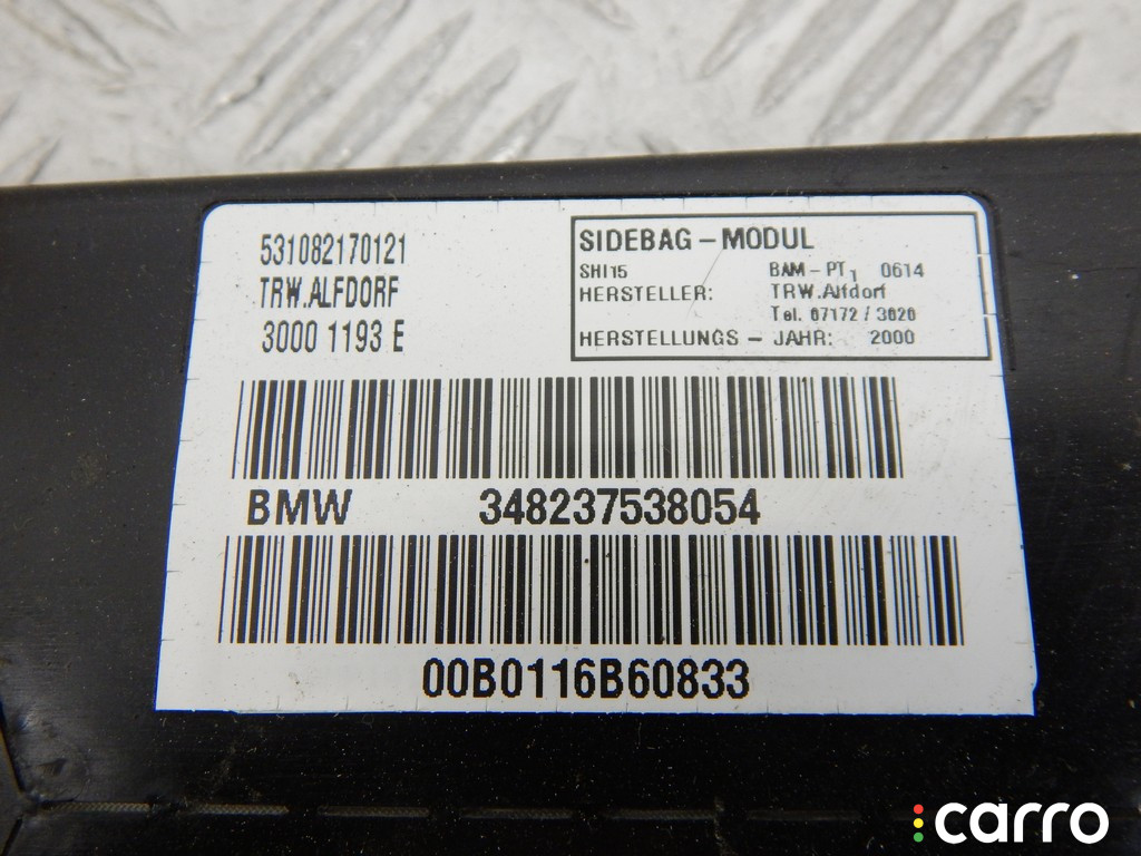72128237538, 8237538 Подушка безопасности боковая (в дверь) передняя правая BMW 3-series (E36) 2000г. - фото №2