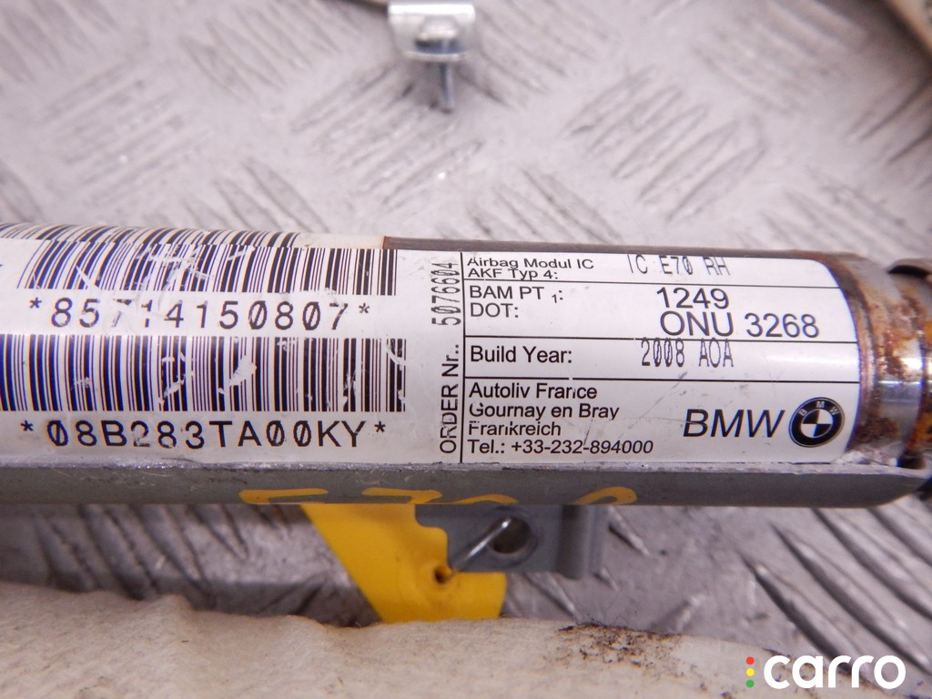 72127141508, 7141508 Подушка безопасности боковая (шторка) правая BMW X5-series (E70) 2008г. - фото №3