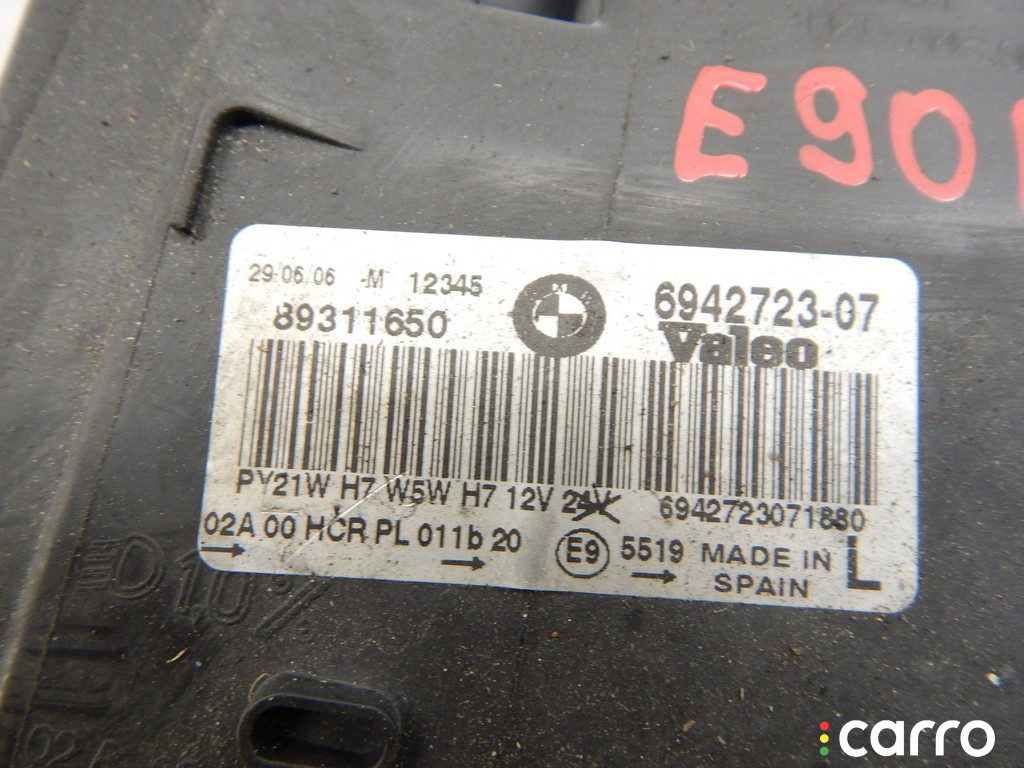 63116942723, 6942723 Фара левая BMW 3-series (E90/91/92) 2006г. - фото №4