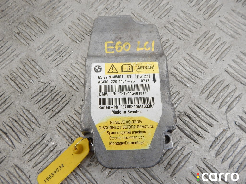65779145401, 65776978374, 65779172019, 9172019, 9145401, 6978374, 65779114215, 9114215, 65779118931, 9118931, 65779160558, 9160558 Блок AirBag BMW 5-series (E60/61) 2007г. - фото №1