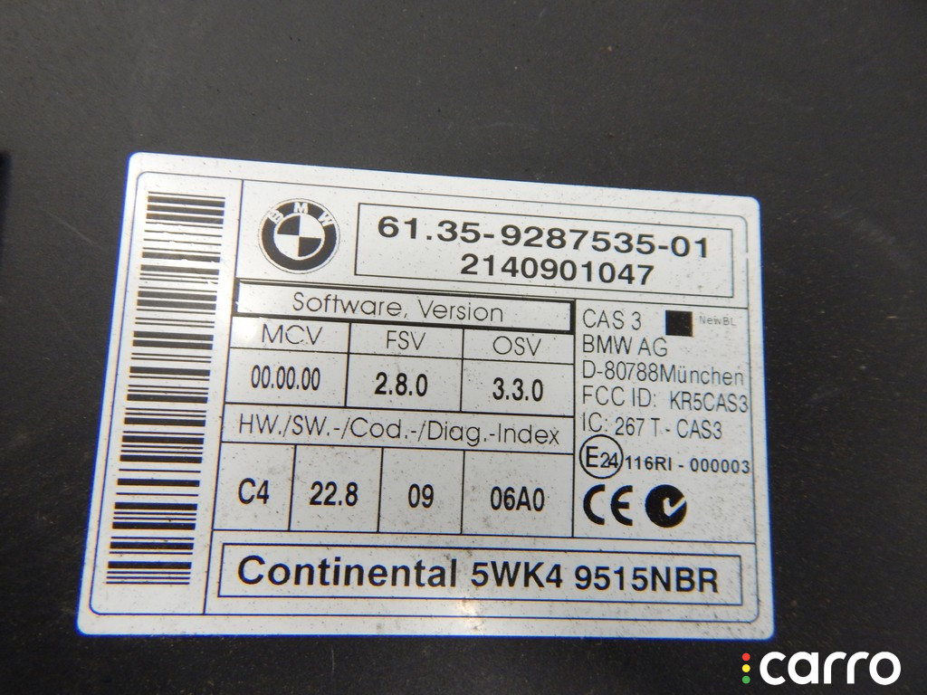 9237047, 9147226, 61359287535, 9287535, 61359395657, 9395657, 61359226238, 9226238, 61359237047, 61359217853, 9217853, 61359147226 Блок управления CAS BMW X1-series (E84) 2014г. - фото №2