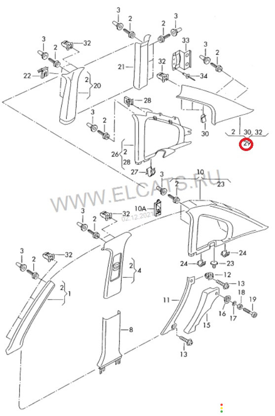 3B5868581B Обшивка стойки задняя левая Volkswagen Passat B5 3B2 2000г. - фото №5