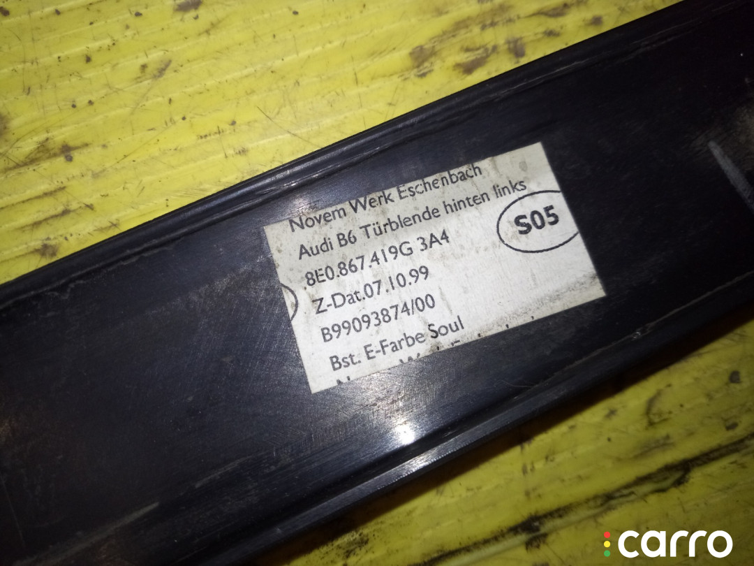 8E0867419G Накладка двери внутренняя задняя левая Audi A4 B6 8EC 2003г. - фото №5