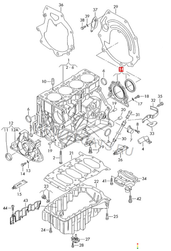 06B103171B Крышка коленвала задняя Audi A4 B6 8EC 2001г. - фото №7
