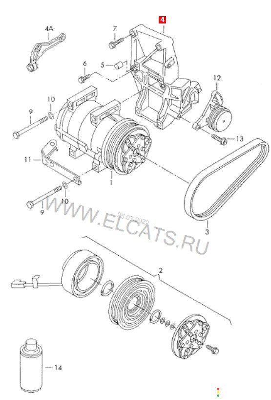 06B260885A Кронштейн компрессора кондиционера Audi A4 B5 8D2 1999г. - фото №4