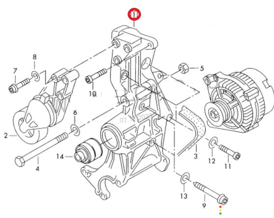 06B903143K Кронштейн генератора Volkswagen Passat B5 3B2 1997г. - фото №6
