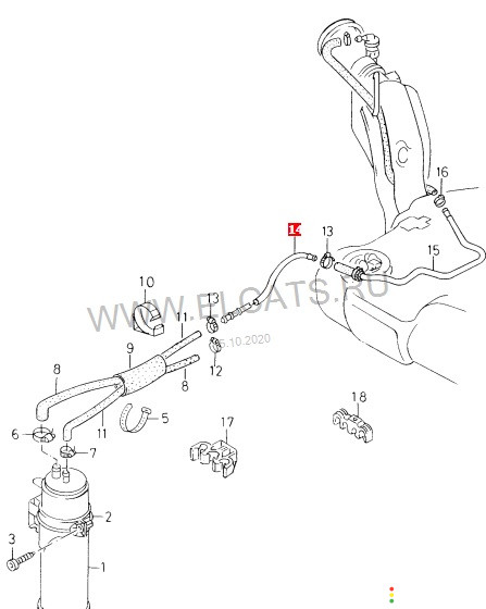 6K0201997P Трубка вентиляции топливного бака Volkswagen Polo Classic 6KV2 1998г. - фото №4