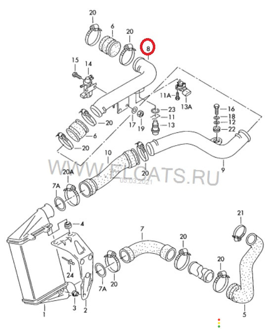 8D0145840S Патрубок интеркулера Volkswagen Passat B5 3B3 2000г. - фото №5