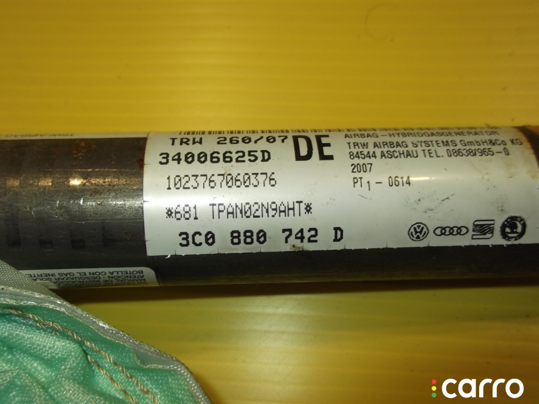 3C0880742D Подушка безопасности правая Volkswagen Passat B6 3C2 2007г. - фото №5