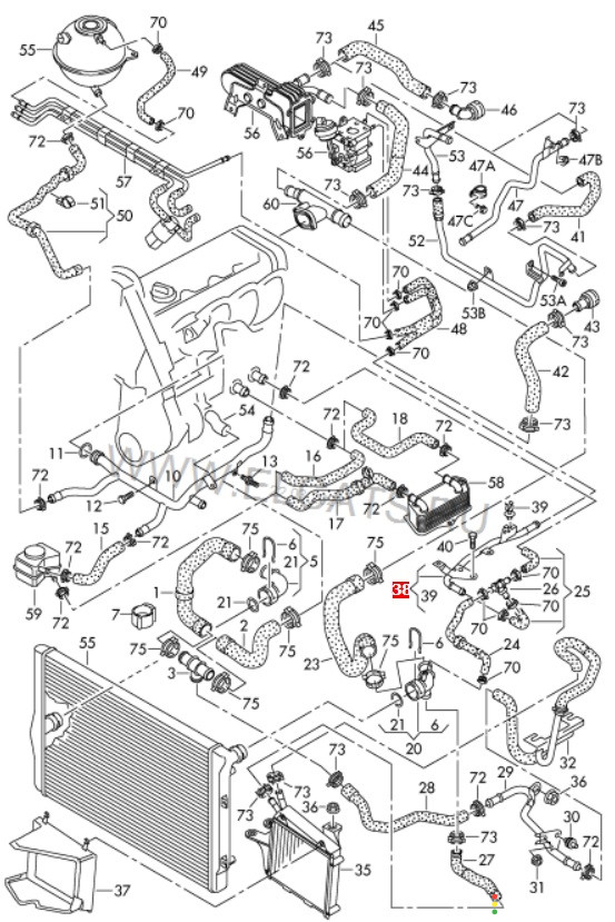 1K0121070F Трубка системы охлаждения Volkswagen Passat B6 3C2 2007г. - фото №5