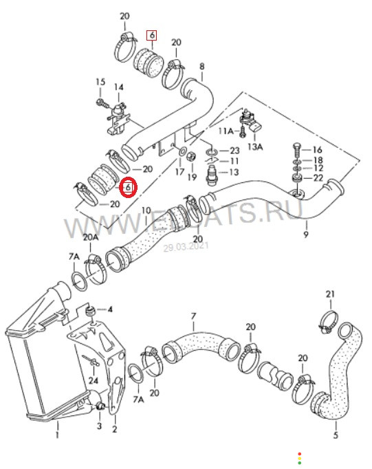 8D0145834A Патрубок интеркулера Volkswagen Passat B5 3B3 2000г. - фото №6