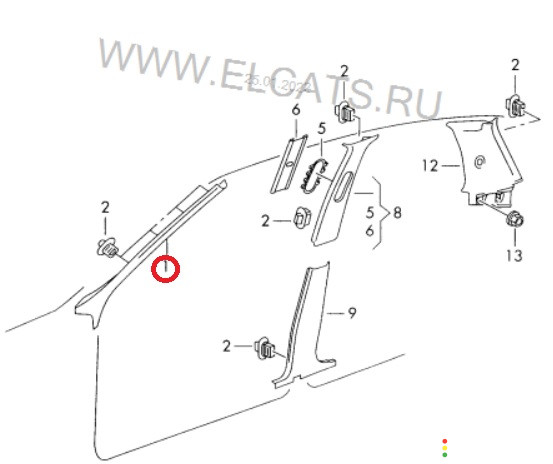 6N0867458A Обшивка стойки передняя правая Volkswagen Polo 6N1 1996г. - фото №5