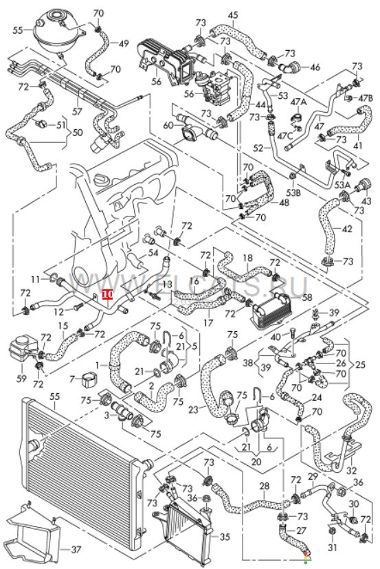 03G121065H Трубка системы охлаждения Volkswagen Golf 5 1K1 2008г. - фото №8
