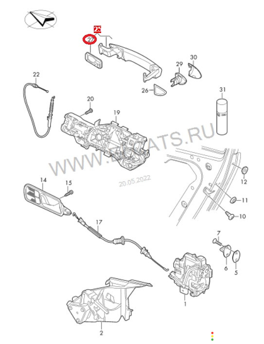 3C0837205 Ручка двери наружная левая Volkswagen Passat B6 3C2 2010г. - фото №12