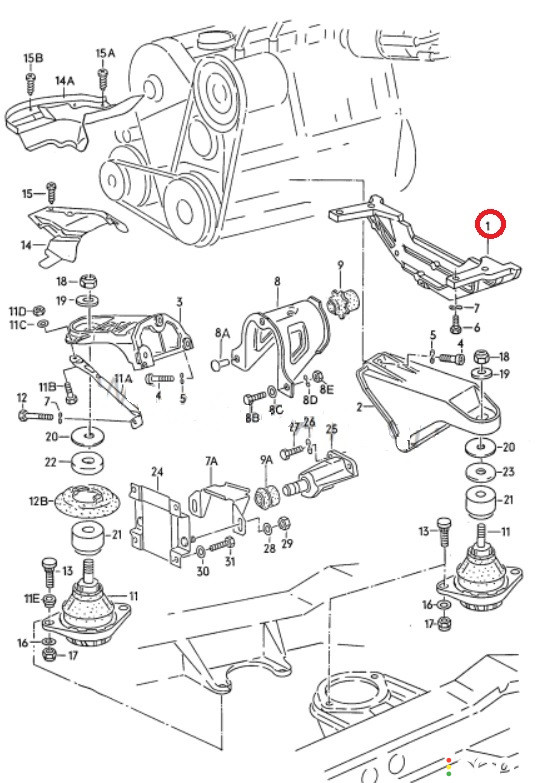 035199307E Кронштейн двигателя Audi 100 C3 443 1986г. - фото №7