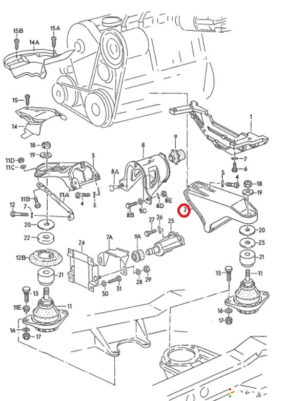 431199307J Кронштейн двигателя левый Audi 100 C3 443 1986г. - фото №8
