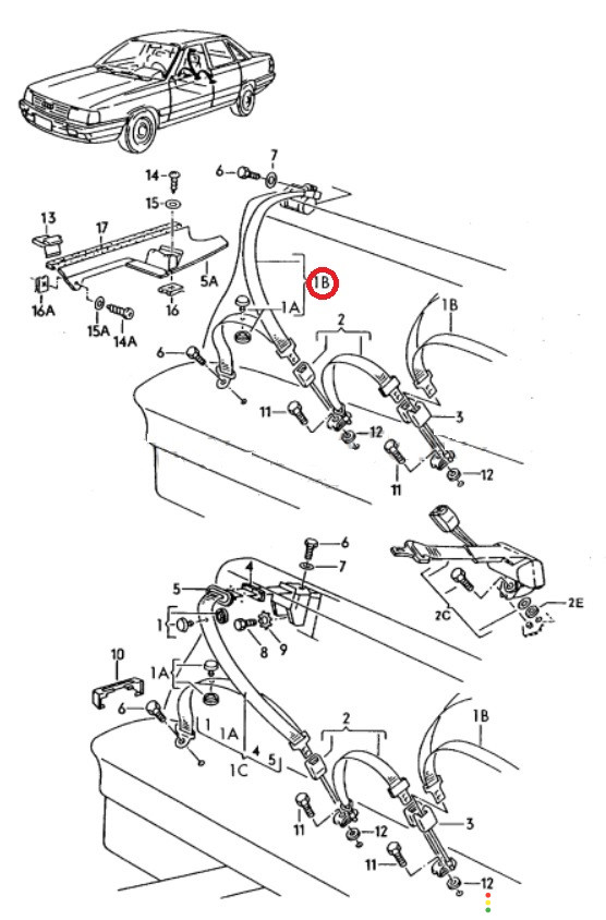 443857709 Ремень безопасности задний Audi 100 C3 443 1986г. - фото №8