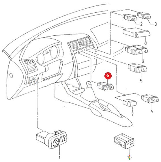 6K0959621 Кнопка подогрева заднего стекла Seat Ibiza 6K 2000г. - фото №7