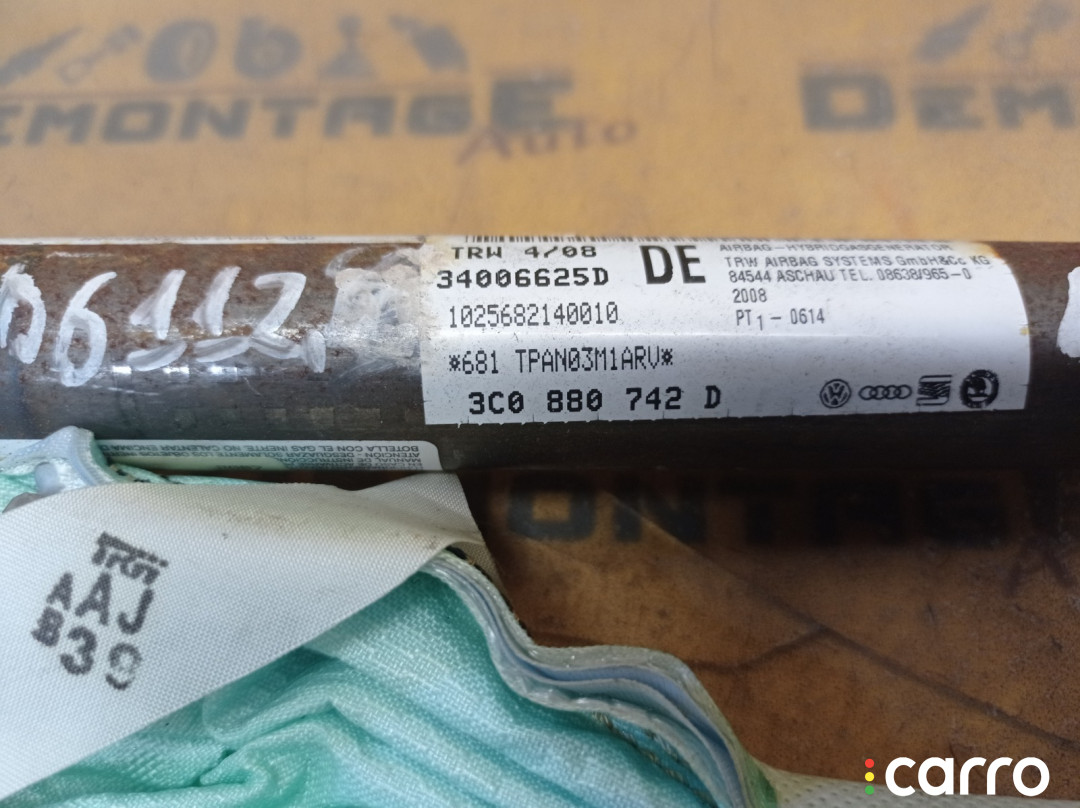 3C0880742D Подушка безопасности правая Volkswagen Passat B6 3C2 2008г. - фото №7