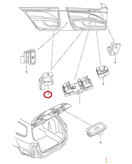 5J0959855 Кнопка стеклоподъемника Skoda Superb 3T5 2012г. - фото №6