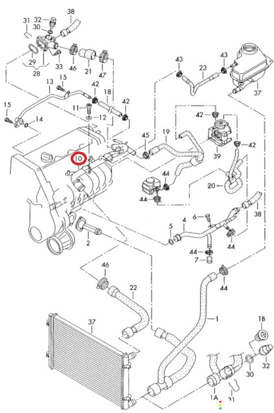 06B121071AD Трубка системы охлаждения Volkswagen Passat B5 3B3 2000г. - фото №7
