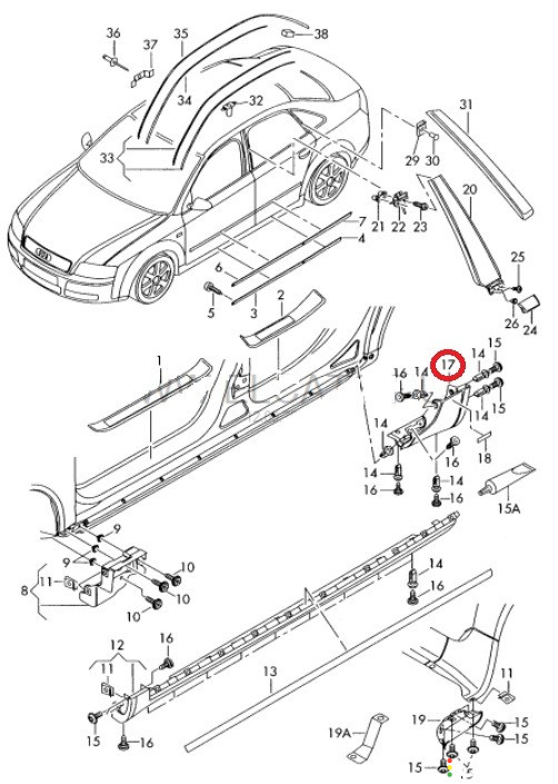 8E0853579 Накладка порога наружная задняя левая Audi A4 B6 8EC 2001г. - фото №7