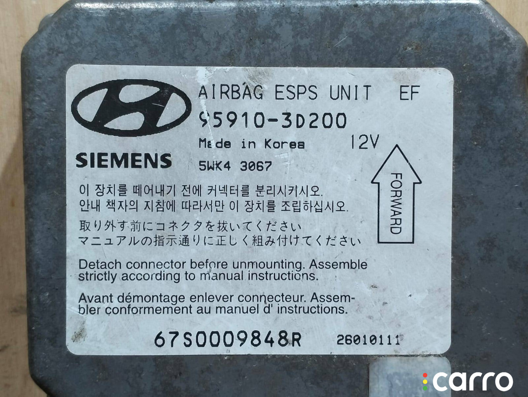 95910-3D200, 67S0009848R Блок AirBag Hyundai Sonata EF - фото №5