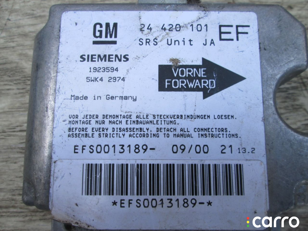 1923594, 5WK42974 Блок AirBag Opel Omega B 2002г. - фото №2