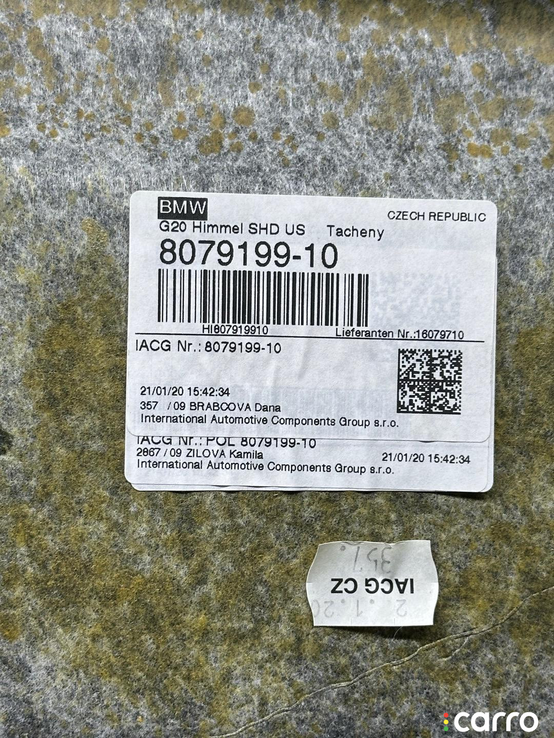 8079199, 51448079199, 8079199-10, HI007919910, 35709, NR.16079710, 286709, B2697342 потолок BMW 3 G20/G21 2020г. - фото №7