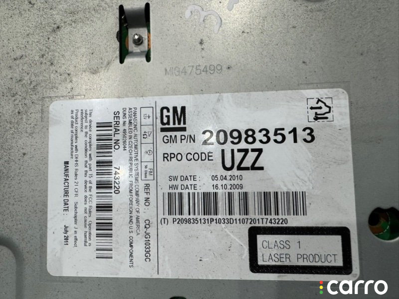 20983513 Магнитола Chevrolet Cruze 2011г. - фото №7