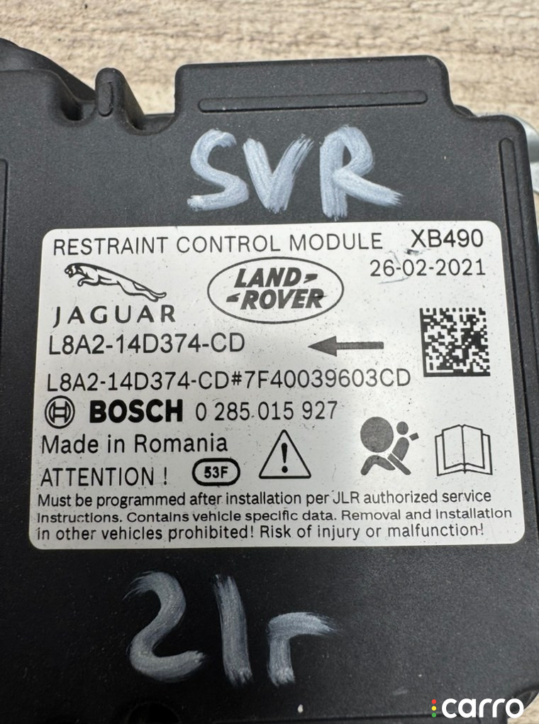 L8A2-14D374-CD, T4N34258, LR140858 Блок AirBag Jaguar F-pace 2021г. - фото №2