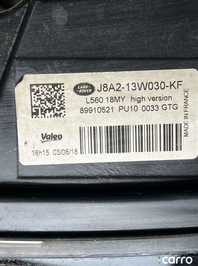J8A213W030KF Фара левая Land Rover Range Rover Velar 2017г. - фото №6