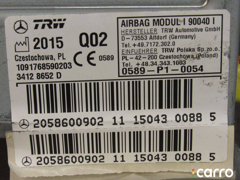 A2058600902 Подушка безопасности сиденья задняя правая Mercedes-Benz C W205/S205/C205 2016г. - фото №7