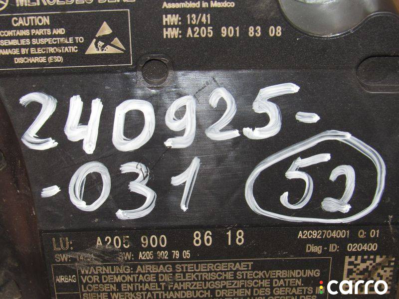 A2059008618 Блок AirBag Mercedes-Benz C W205/S205/C205 2016г. - фото №9