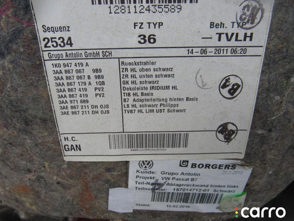 3AE867211 обшивка двери задней левой Volkswagen Passat B7 2011г. - фото №5