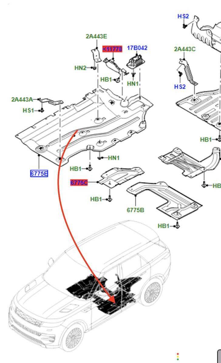 M8E2104C21AF, LR151494 защита днища Land Rover Range Rover Sport 3 2024г. - фото №5