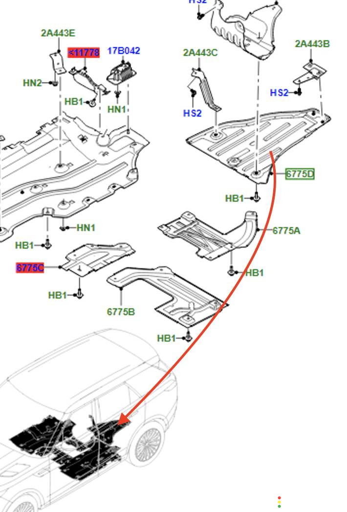 LR151501, M8E211778AD защита днища Land Rover Range Rover Sport 3 2024г. - фото №4